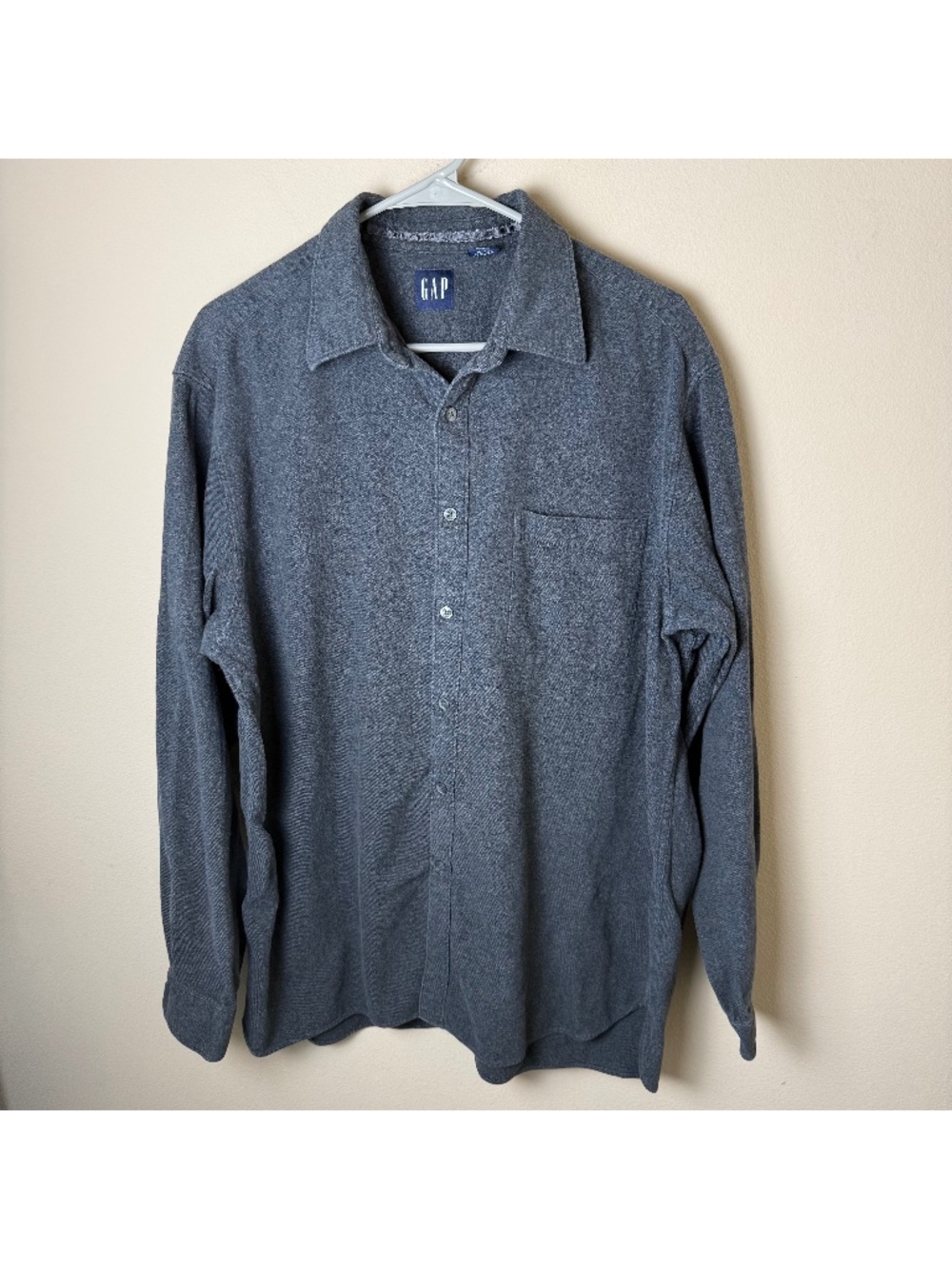 Vintage Y2K Gap Flannel Button Down Shirt Mens Large Charcoal Gray Grunge Indie